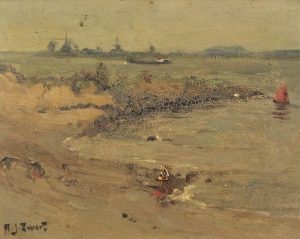 Adrianus (Arie) Johannes Zwart: BOATS ON THE RIVER