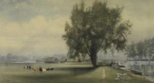 British School: CATTLE GRAZING BY A RIVER