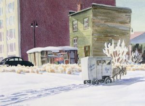 Ernest Lindner: WINTER SCENE WITH HORSE-DRAWN MILK CART
