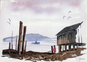 Robert Genn: COASTAL SCENE, FIGURES AT LOW TIDE