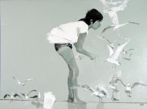 John Adrian Darley Dingle: GIRL FEEDING THE GULLS