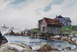 Mary Marguerite Porter Zwicker: FISHING SHACK BY A PIER