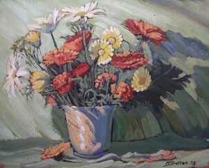 Margaret Dorothy Shelton: STILL LIFE WITH ORANGE VASE