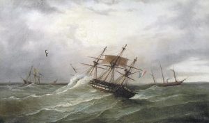 M. Wilcox: FRENCH SHIP ON ROUGH SEAS