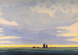 Robert Newton Hurley: HOUSES AND GRAIN ELEVATORS ON THE HORIZON