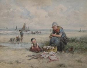 Johannes Marius Ten Kate: FISHERWOMAN WITH HER CATCH