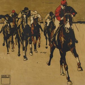Ludwig Hohlwein: REITER IM RENNEN (HORSE RACE)