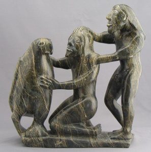 Unidentified Inuit Artist: ADAM AND EVE PROTECTING THE BIRD