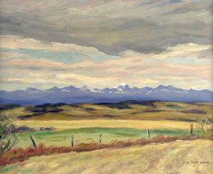 John Davenall Turner: FOOTHILLS LANDSCAPE WITH DISTANT MOUNTAINS