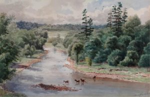 Thomas Mower Martin: CATTLE AT A STREAM
