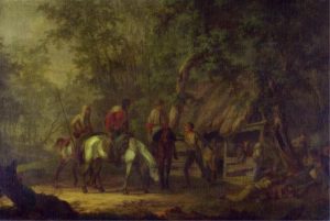 Gerrit Malleyn (Attributed to): HUNTING PARTY AT A STABLE