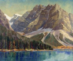 Reginald Llewellyn Harvey: SUMMER LANDSCAPE WITH MOUNTAIN AND LAKE