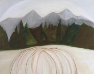 Joane Cardinal-Schubert: SWEATLODGE WITH TREES AND MOUNTAINS