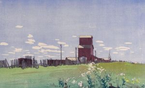 Walter Joseph Phillips: GRAIN ELEVATOR AT LA SALLE, MANITOBA