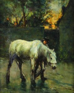 Canadian School: MAN LEADING HIS HORSE