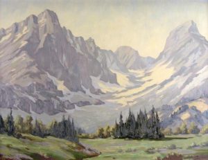 Reginald Llewellyn Harvey: MOUNTAIN PEAKS AND ALPINE MEADOW