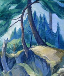 Canadian School: TREES ON A ROCKY OUTCROP