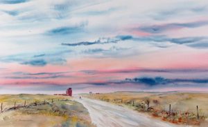 Errol Brimacombe: PRAIRIE ROAD AT SUNSET