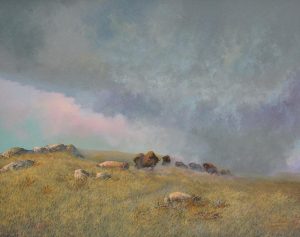 Milton Achtimichuk: PLAINS BISON UNDER STORMY SKY