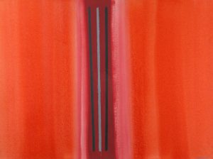 William (Bill) Perehudoff: ABSTRACT COMPOSITION, VERTICAL STRIPES ON AN ORANGE BACKGROUND