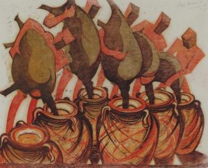 Sybil Andrews: SIX WATERPOTS OF STONE