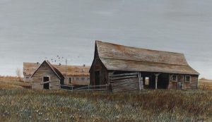 Leonard James Gibbs: OLD BARNS NEAR ST. ALBERT, ALTA