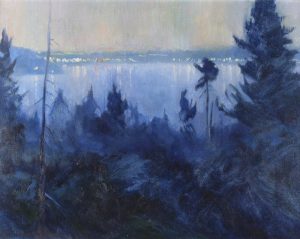 Orestes (Rick) Nicholas Grandmaison: VANCOUVER AT TWILIGHT (FROM WEST VAN. LOOKING STANLEY PARK – ENGLISH BAY)