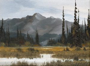 Allan Robert Thompson: MOUNTAIN LANDSCAPE, AUTUMN  |  FOOTHILLS CABIN AT SUNSET