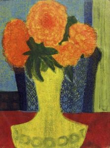John Harold Thomas Snow: YELLOW VASE WITH FLOWERS