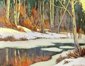 Matt Lindstrom: WINTER CREEK REFLECTING THE TREES