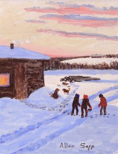 Allen Sapp: CHILDREN PLAYING OUTSIDE ON A COLD WINTER DAY