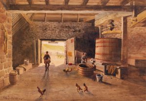 Thomas Mower Martin: FIGURES WORKING INSIDE A BARN_x000D_