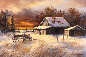 Georgia Jarvis: WINTER BARNS AT SUNSET_x000D_