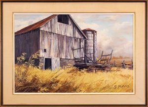 Georgia Jarvis: OLD BARN WITH STORM CLOUDS APPROACHING_x000D_