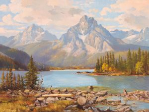 Duncan Mackinnon Crockford: EARLY AUTUMN, SPRAY LAKES, ALBERTA (INDIAN PEAK AND GOAT MT. IN BACKGROUND)