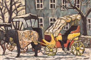 Jacques Tremblay: CITY SCENE WITH COVERED SLEIGH