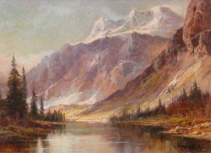 Augustus Frederick Lafosse (Gus) Kenderdine: THE THREE SISTERS, ROCKY MT., APPROACHING BANFF_x000D_