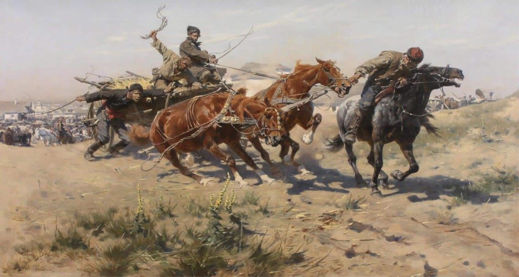 Josef Von Brandt

Polish [1841-1915]

RETURN FROM THE HORSE MARKET; ca 1884
oil on canvas
35.5 x 63.75 in.
Exhibited: Dresden Exhibition, 1884 (on plaque)

Sold for $ 220,000 (hammer price) - November 2017