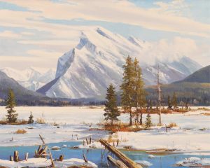 Duncan Mackinnon Crockford: MT. RUNDLE, SPRING BREAKUP, WEST OF BANFF, ALBERTA