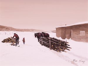 Allen Sapp: WATCHING FATHER STACK WOOD