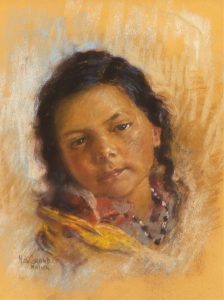 Nicholas de Grandmaison: PORTRAIT OF A CHILD WITH SCARF AND BEADS
