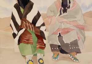 Irene Klar: WOMEN ON LEDGE VIEWING MOUNTAINS