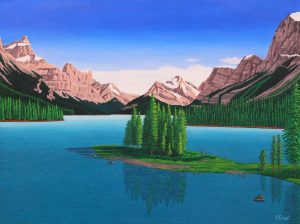 Barbara Engel: MALIGNE LAKE AND SPIRIT ISLAND, JASPER,  ALBERTA