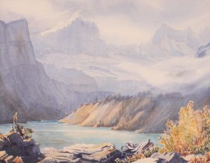 Margaret Dorothy Shelton: MOUNTAIN LAKE AND MISTY PEAKS, AUTUMN