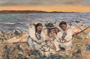 Gabriel Joseph Gely: TEA BREAK FOR TRAVELLING FAMILY-KEEWATIN LAKE