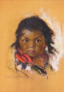 Nicholas de Grandmaison: PORTRAIT OF A CHILD WITH RED SCARF