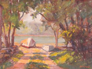 Donald Ivan McLeod: BOATS IN A LAKESIDE SCENE
