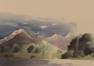 Norman Anthony (Toni) Onley: COAST MOUNTAINS FROM ALOUETTE RIVER, PITT MEADOWS, B.C.