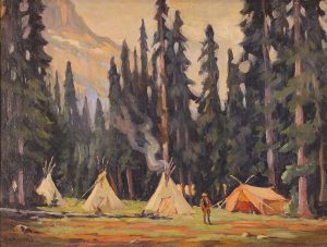 George Bertrand (G. B.) Mitchell: A ROCKIES’ ALPINE CAMP, ON GLACIER VALLEY PLATEAU – IN THE CANADIAN ROCKIES
