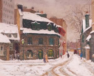 Horace Champagne: THE SOFTEST MOOD OF MILD MARCH SNOW (RUE DONNACONNA, VIEUX, QUEBEC)